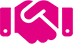 A icon of a handshake in pink with Transparent background